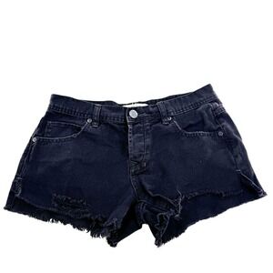 Free People Button Fly Cut Off Shorts Women's 26 Black Distressed Frayed Hems